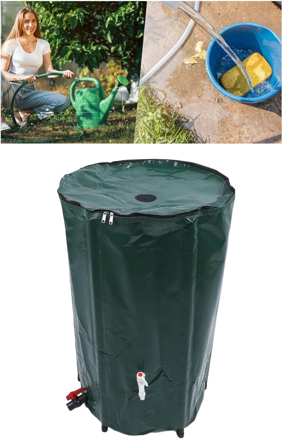 1000L Rain Barrel Rain Water Collection,Collapsible Water Barrel Portable Rain Catcher Barrel