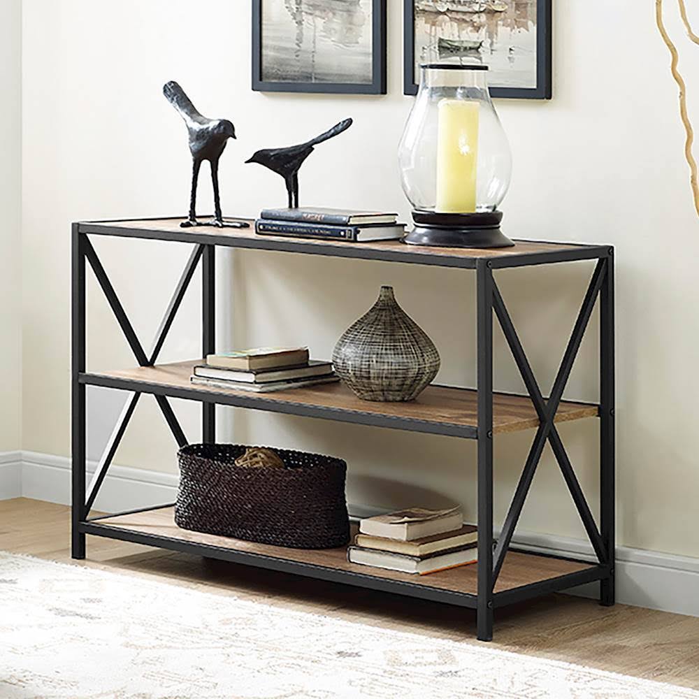 Walker Edison - 3-Shelf Bookcase - Brown/Black