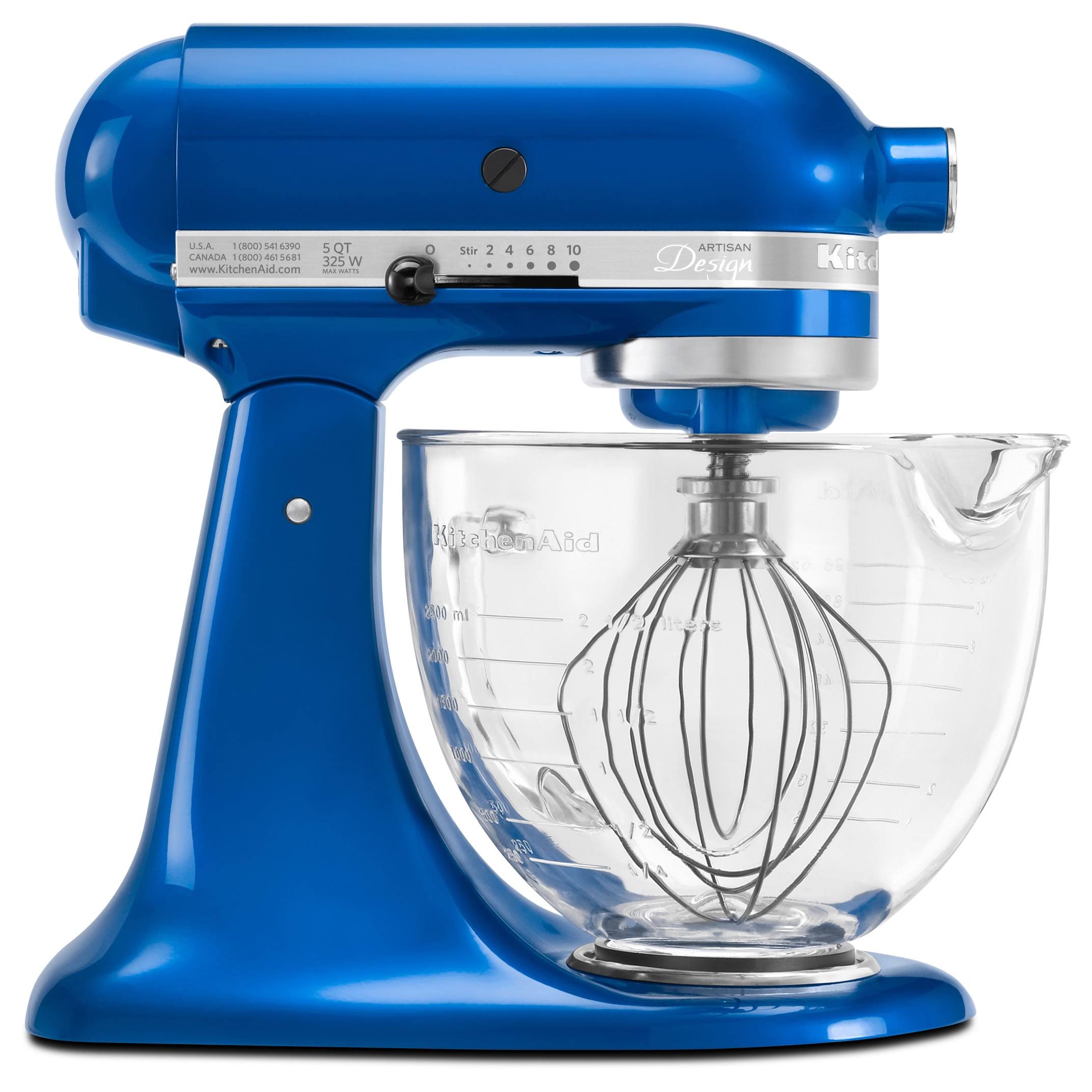 KitchenAid KSM155GBEB Artisan Design Series Electric Blue 5 Quart Stand Mixer with Glass Bowl