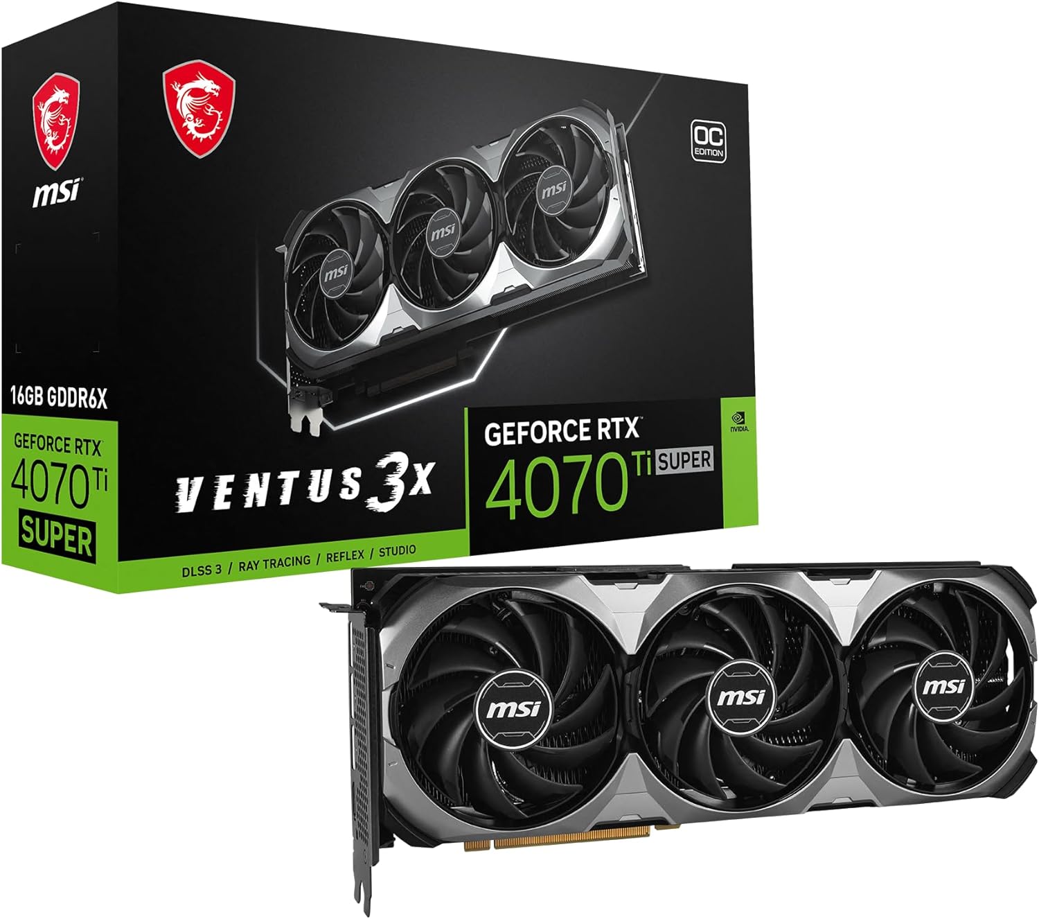 MSI Gaming RTX 4070 TI SUPER 16G VENTUS 3X OC Graphics Card (NVIDIA RTX 4070 Ti SUPER, 256-Bit, Extreme Clock: 2655 MHz, 16GB GDRR6X 21 Gbps, HDMI/DP