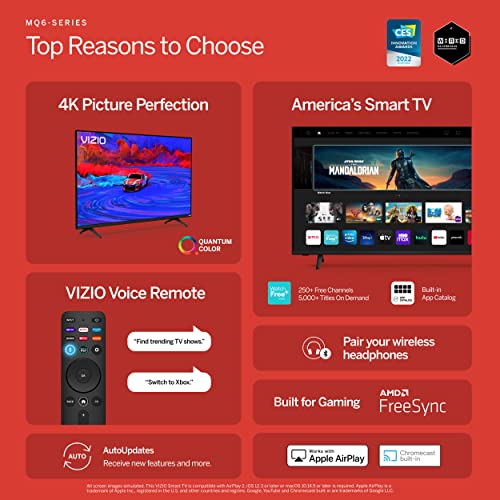 VIZIO M6 Series Premium 4K UHD Quantum Color LED HDR Smart TV with Apple AirPlay and Chromecast Built-in
