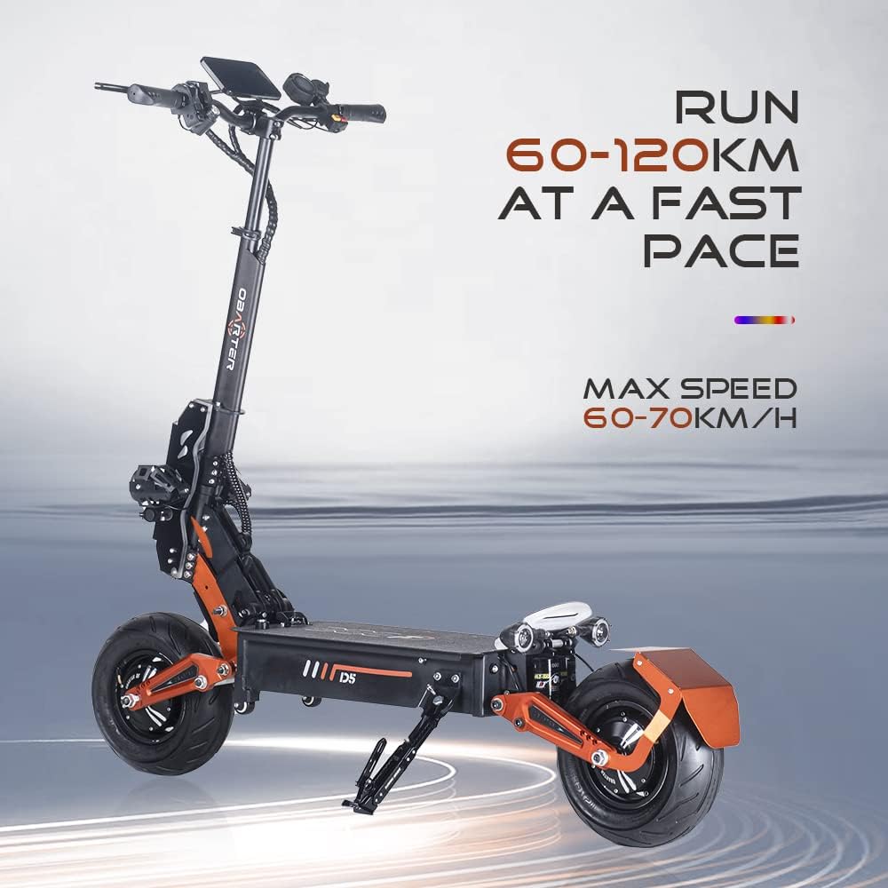 Foldable Electric Scooter with Seat, 5000W Dual Motors, 50MPH, 48V35AH Removable Battery, 75 Mile Range, 12 Inch Tubeless Off-Road Tires