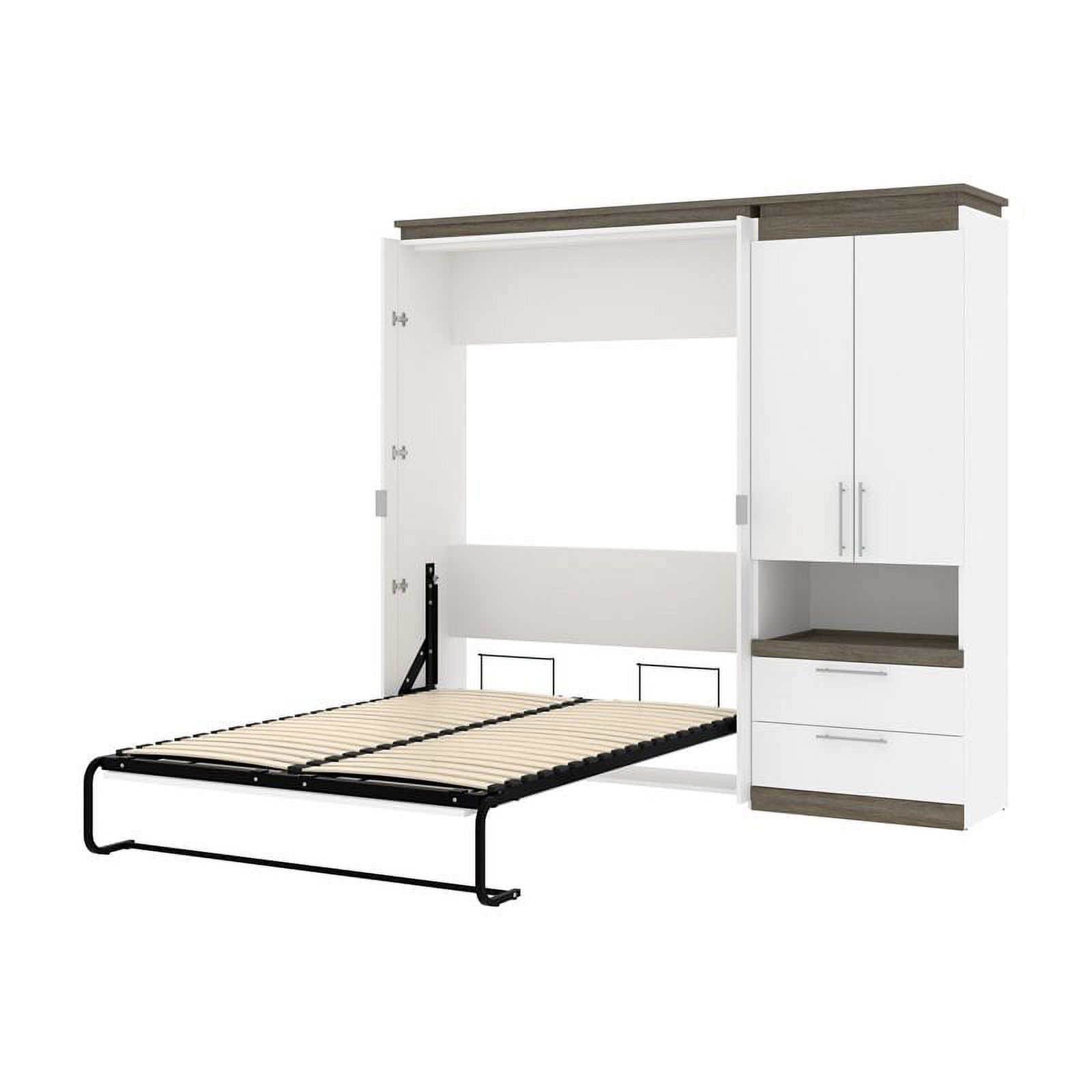 Atlin Designs 89" Full Murphy Bed with Storage Cabinet in White