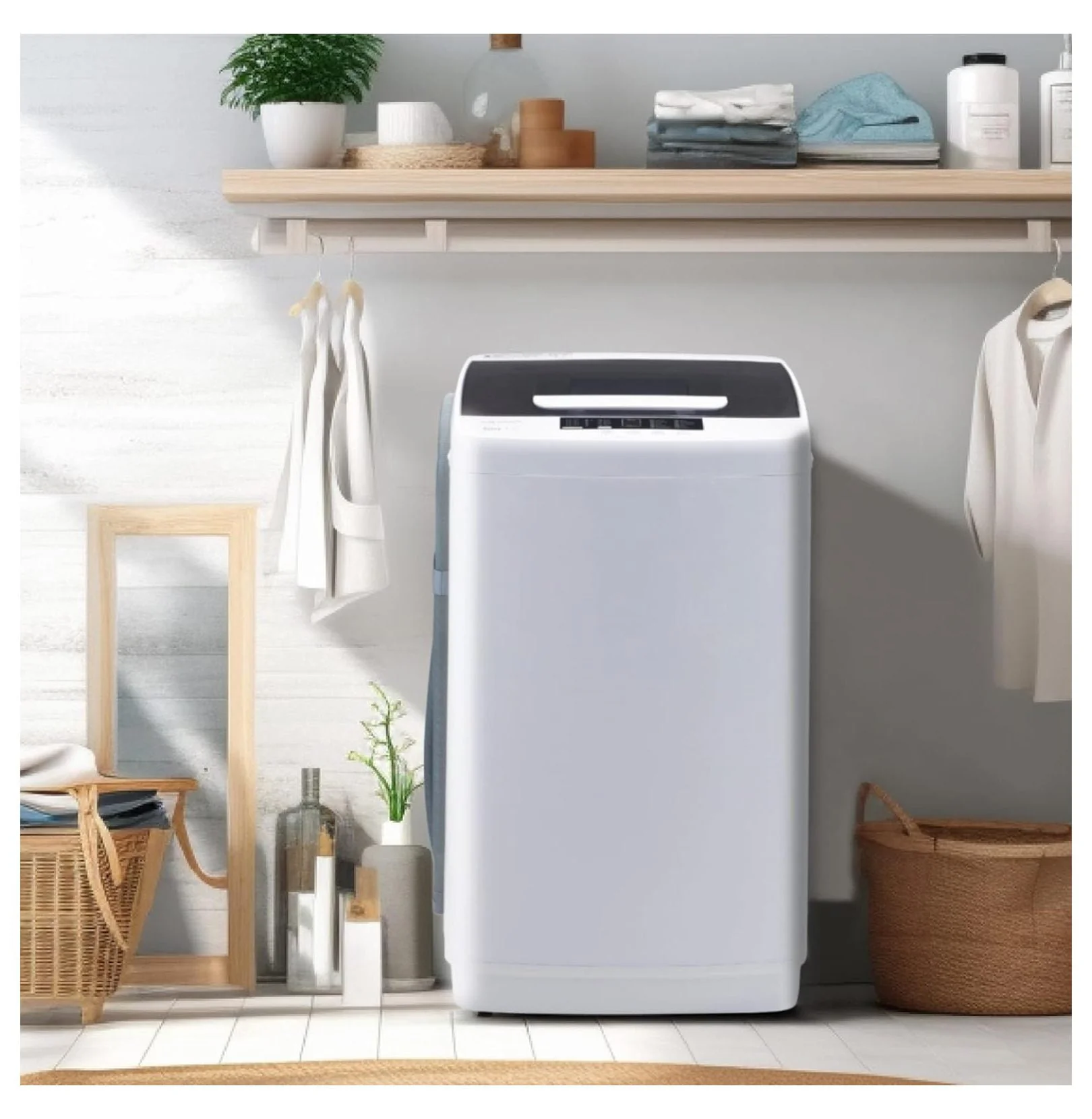 1.34 Cu.Ft Full Automatic Washer and Dryer Combo with Drain Pump, Portable Washing Machine, 10 Wash Program, LED Display