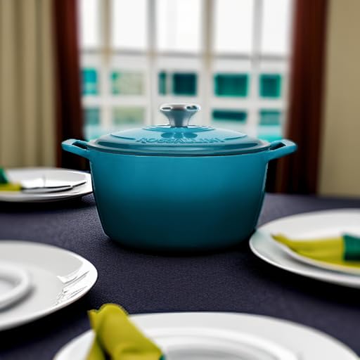 Signature Enameled Cast Iron Dutch Oven, Non-Stick Serving Pot with Tight Fitting Lid for Perfect Roasting, Baking, Sauteing