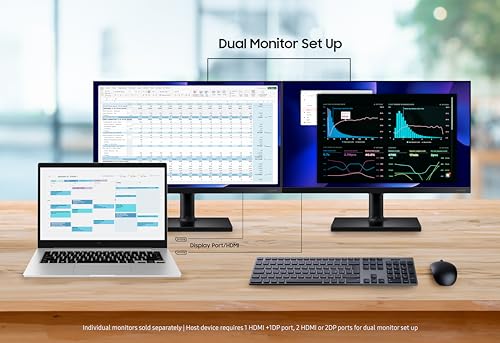 SAMSUNG FT45 Series 27-Inch FHD 1080p Computer Monitor, 75Hz, IPS Panel, HDMI, USB Hub, Height Adjustable Stand, 3 Yr WRNTY (LF27T450FQNXGO),Black