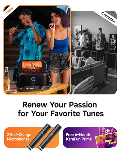 Ikarao Smart Karaoke Machine for Adults - with Lyrics Display, 32GB Karaoke Tablet, 2 Wireless Mics, Professional Karaoke System, 300W Peak Power