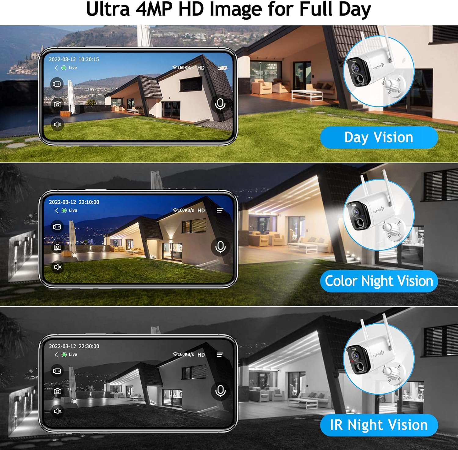 Wireless Security Outdoor 2K Camera, Rechargeable Battery Powered 4MP WiFi Smart Weatherproof Camera with Color Night Vision Spotlight Siren Alarm