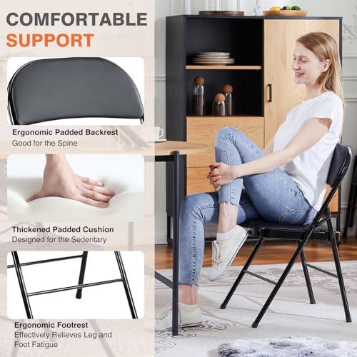 Sweetcrispy Folding Chair 12 Pack, Leather Padded Folding Chairs, Sturdy Metal Foldable Chairs, Easy to Use and Store, Outdoor and Indoor, for Home