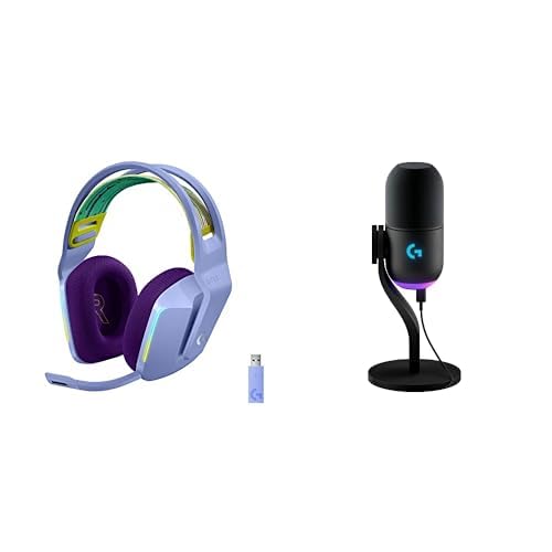 Logitech G733 Lightspeed Wireless Gaming Headset, Suspension Headband, Lightsync RGB, Blue VO!CE Mic, PRO-G Audio – Black, Gaming Headset Wireless