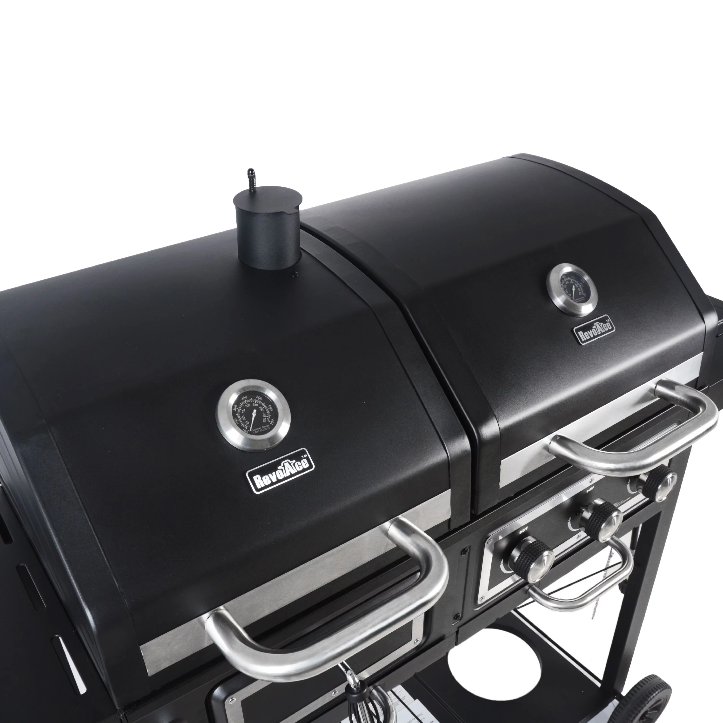 RevoAce Dual Fuel Gas & Charcoal Combo Grill, Black with Stainless