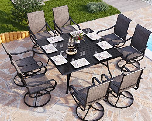 PHI VILLA 5 PCS Outdoor Patio Dining Set with Swivel Dining Chairs (Blue) and 37"x 37" Metal Steel Dining Table(1.57" Umbrella Hole)