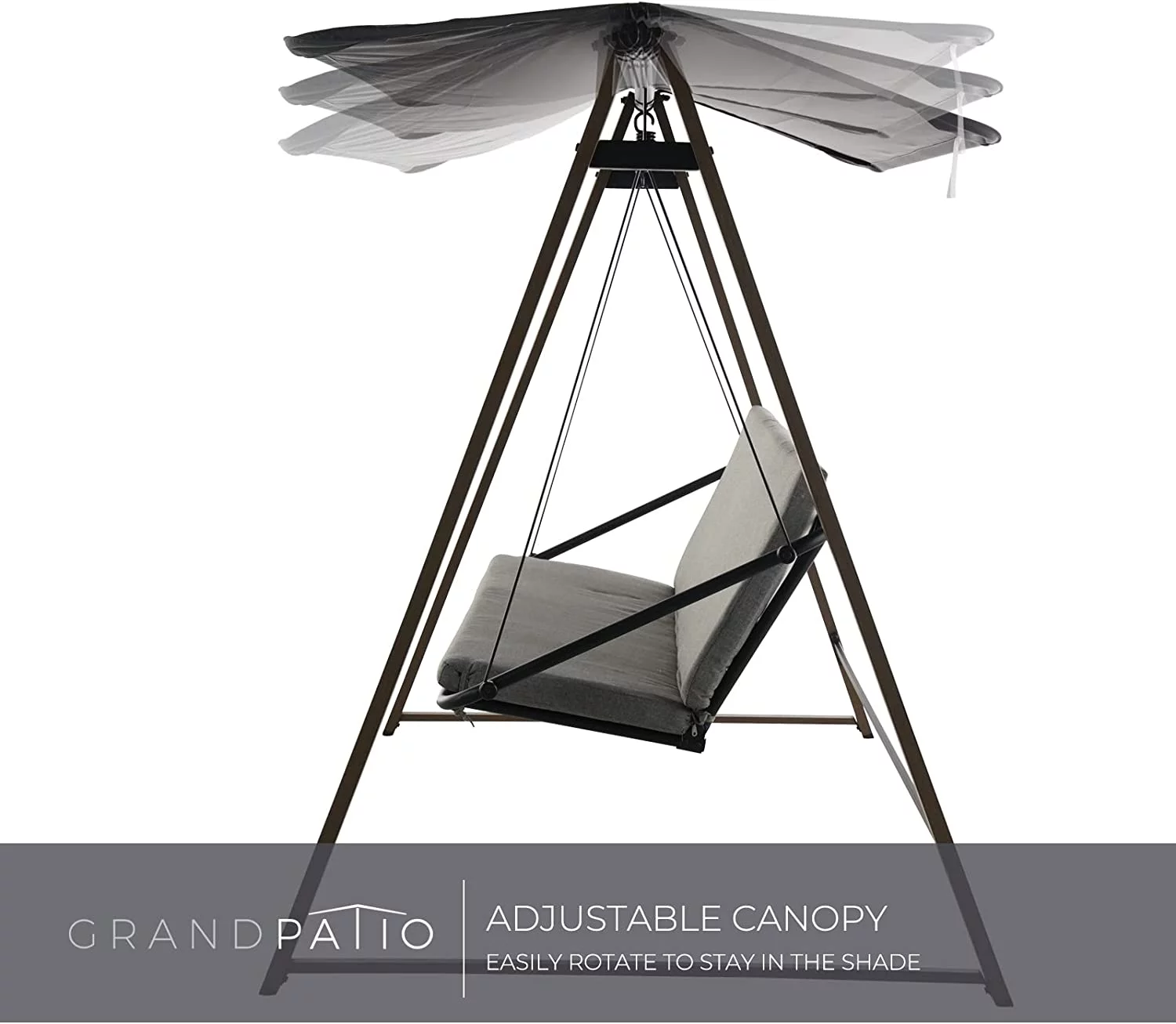 Grand Patio Outdoor Herning 3-Seat Porch Swing with Stand, Gray