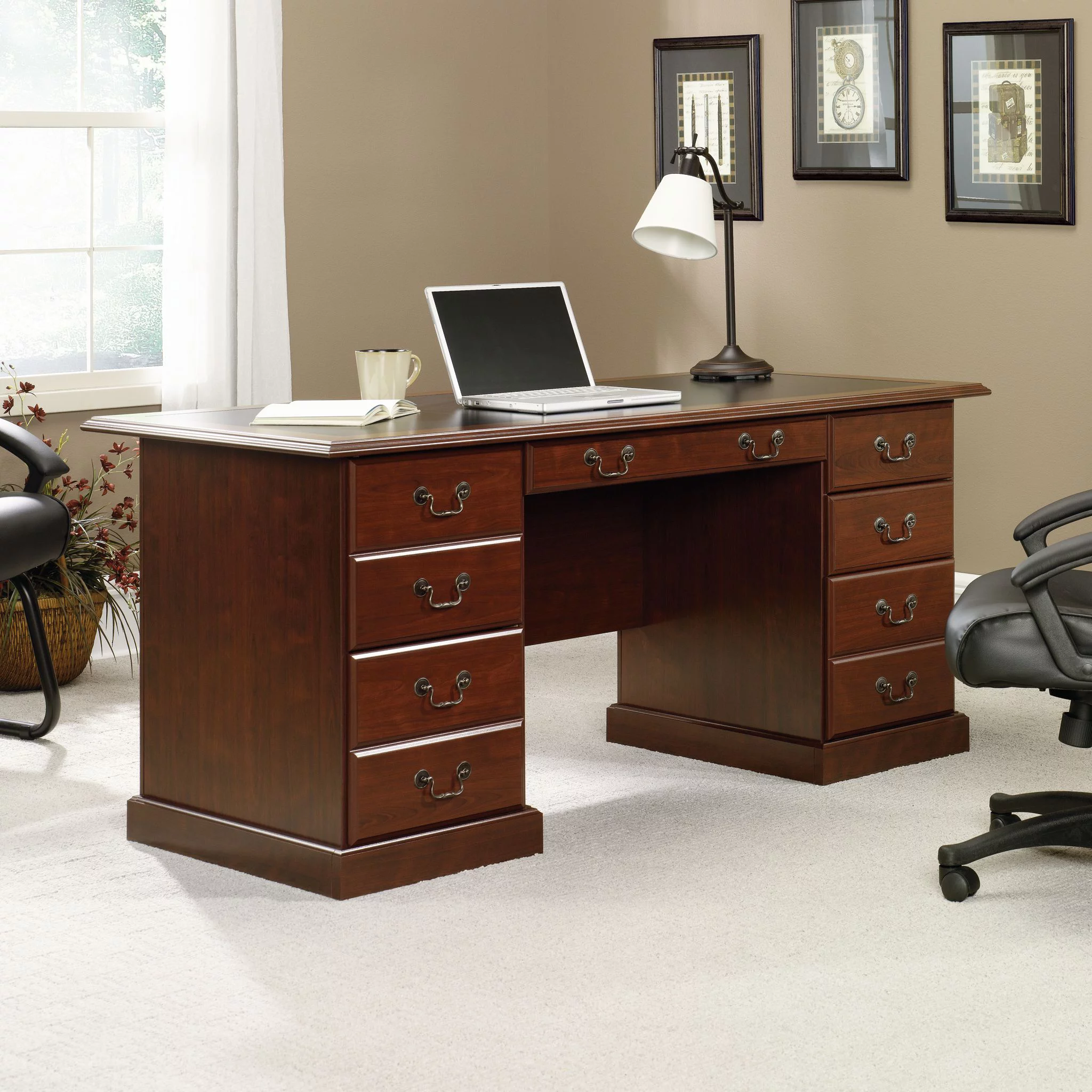 Sauder Heritage Hill Executive Desk, Classic Cherry Finish - Radiant Selections
