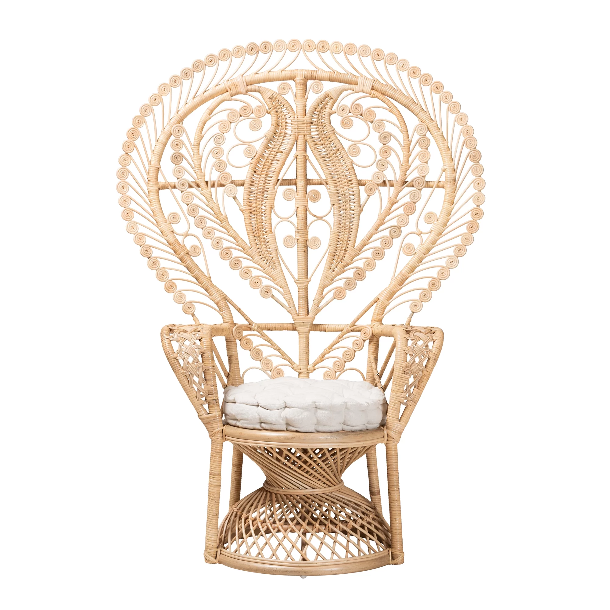 bali & pari Fedra Rattan BOHO Peacock Chair, Natural Brown