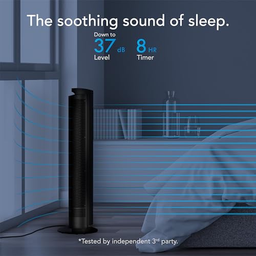 Vornado OZI42DC Tower Fan with Remote and Timer, Oscillating Standing Fan for Bedroom, Variable Speed for Precise Control