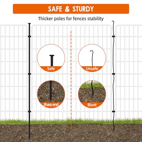 15 Panels No Dig Fence with Gate, 32 in(H) X 36 ft(L) Garden Decorative Fence Animal Barrier for Dogs
