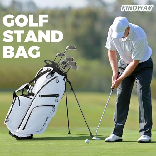 Findway 14 Way Golf Stand Bag, Lightweight Golf Bag with Stand for Men Women, Golf Club Carry Bag with Dual Strap, Full Length Dividers