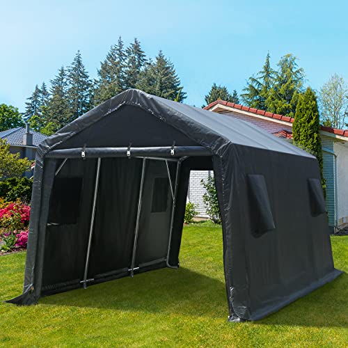 ADVANCE OUTDOOR 10x10 ft Heavy Duty Outdoor Patio Portable Canopy Storage Shelter Shed Carport with 2 Roll up Zipper Doors & Vents for Snowmobile