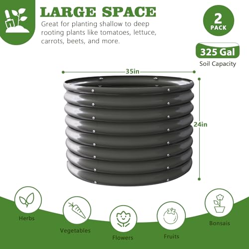 A ANLEOLIFE 8X4X1.5 ft Galvanized Raised Garden Beds Outdoor, Oval Large Metal Planter Box for Planting Vegetables Flowers Herb