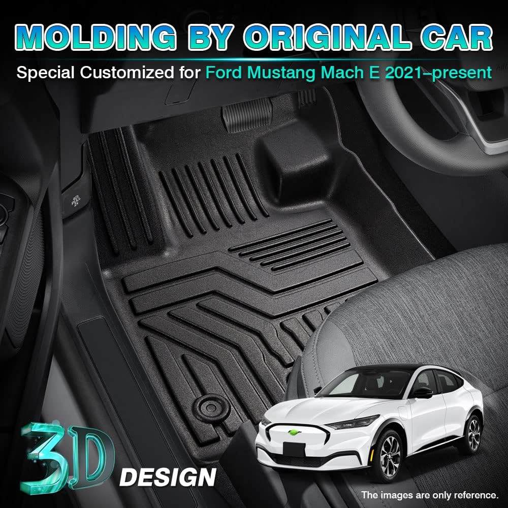 T TGBROS Custom Fit for Car Floor Mats Ford Mustang Mach E 2021 2022 Mach-E (NOT for Ford Mustang) All-Weather Floor Mat Liners Front & Rear Row Full