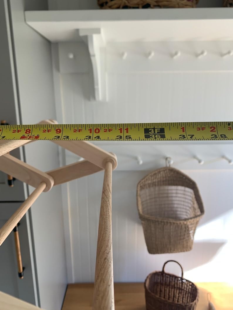 Handmade Wooden Shelf Wall Mounted Clothing Drying Rack COLLAPSABLE with Peg Hooks 21” x 16”