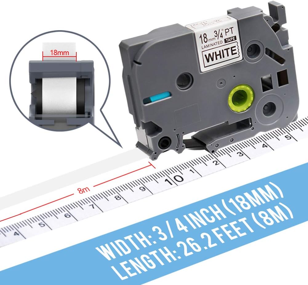 Camopro Compatible Label Tape Replacement for Brother Ptouch Label Maker TZ TZe TZe-241 Laminated Tape Black on White 3/4 Inch x 26.2ft 18mm 0.7 for