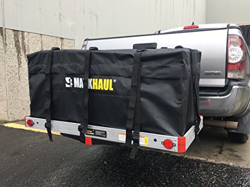 MaxxHaul Hitch Cargo Carrier - Aluminum Cargo Carrier with High Side Rails for RV's - 49' x 22.5' - 500-lb Load Capacity, Grey