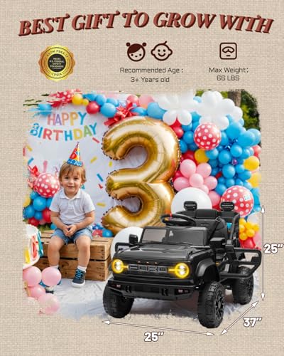 24V Ride on Toys for Big Kids, Licensed Ford Bronco Raptor 2 Seater Ride on Cars with Remote Control, Ride on Truck w/ 4-Wheeler Suspension, 3 Speeds