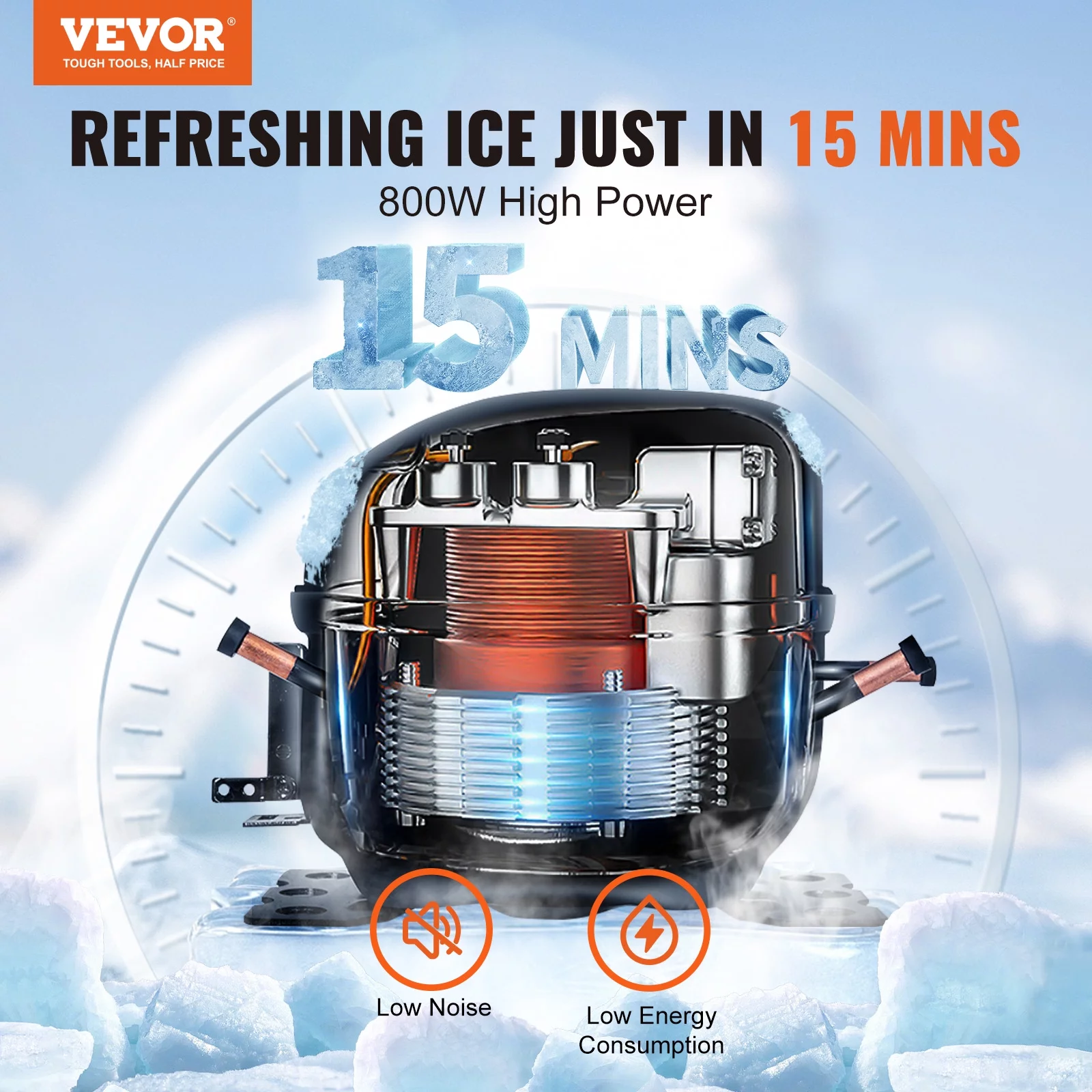 BENTISM Commercial Ice Maker 400lbs/24H, 330LBS Large Storage Bin, ETL Approved, Clear Cube, Advanced LCD Panel, SECOP Compressor, Air Cooled