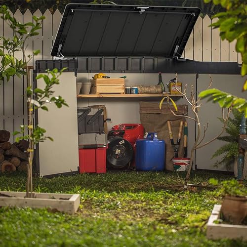 Keter Outdoor Storage Box & Shed for House, Patio & Yard, Elite Store, 4.6 x 2.7 Ft, Gray - Portable Utility Deck and Cabinet for Tools, Equipment
