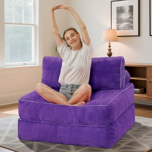 HABUTWAY Folding Sofa Bed, Convertible Sleeper Chair Bed w/Dual-Pillow & Handle, Foldable Floor Sofa Lounge w/Back Support for Living Room, Bedroom