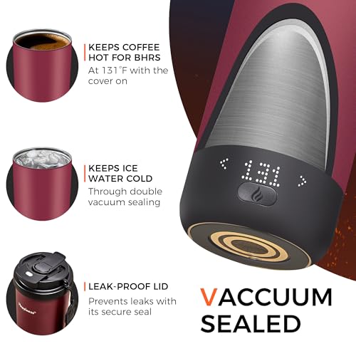 Happiness Self-Heating Travel Mug 20oz,Smart Rechargeable Electric Temperature Control Heated Coffee Cup