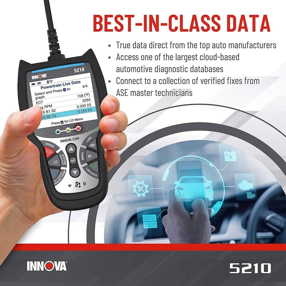 INNOVA 5210 - Newest 2022 OBD2 Diagnostic Code Scanner - Read/Erase ABS Codes, Reset Oil Lights, Live Data, Battery/Charging System Test