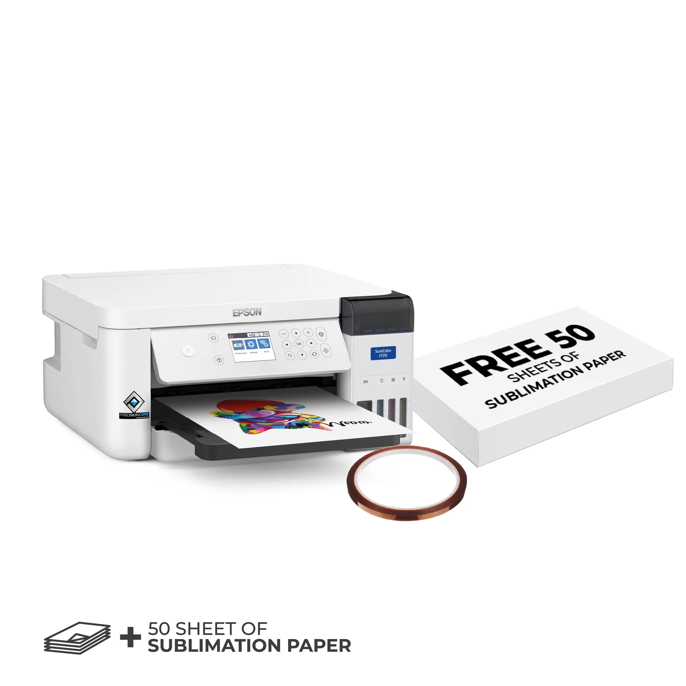 Epson Surecolor F170 Dye Sublimation Printer + 100 sheet sublimation paper + 1 thermal tape