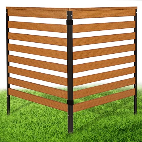Outdoor Privacy Screen with Heavy Duty Stakes, Weather Resistance Poly Lumber Air Conditioner Fence