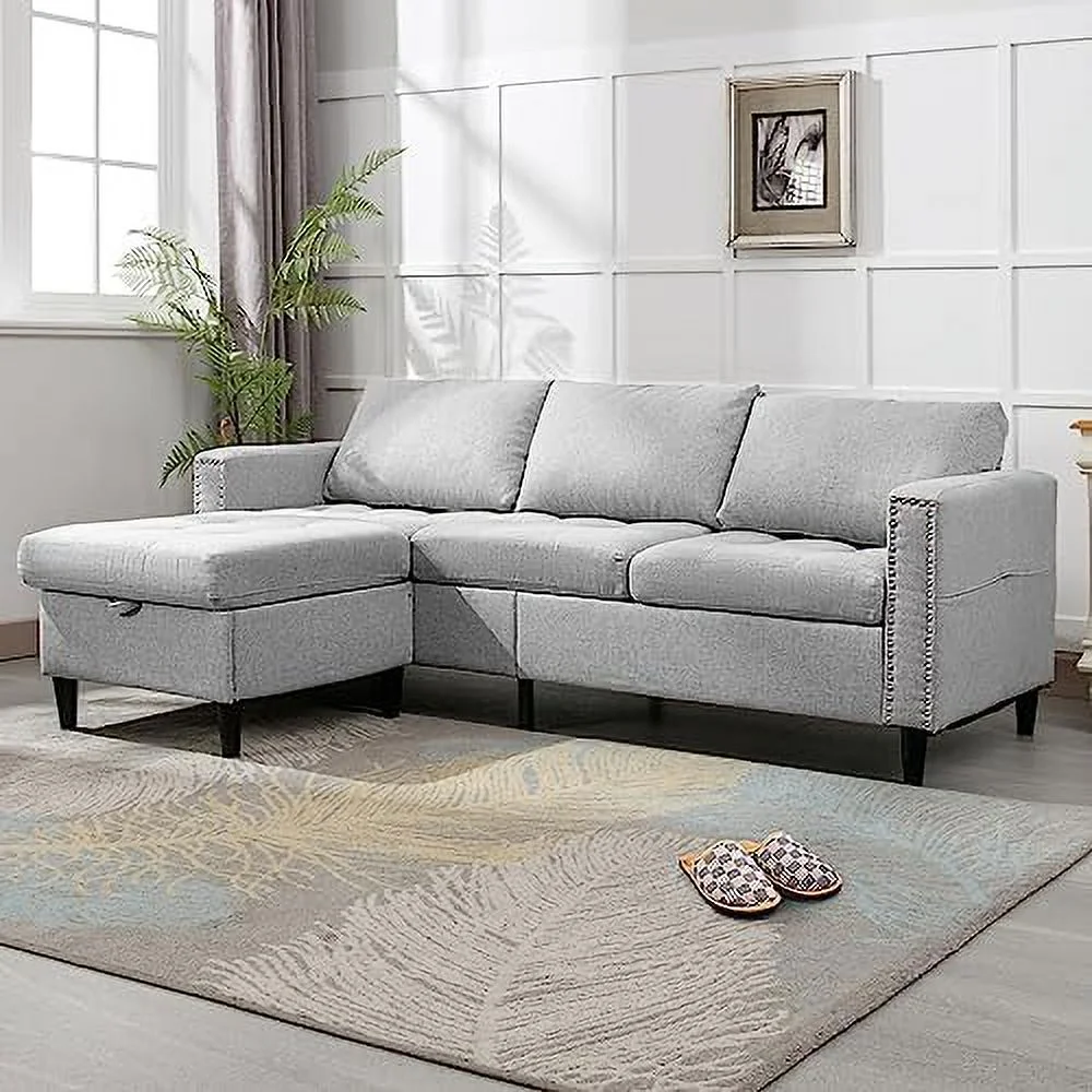 xrboomlife Reversible Sectional Couch Set 3 Seat L Shaped Modular Sofa Bed with Flexible  Ottoman Chaise Modern Sofa Couches for Living Room