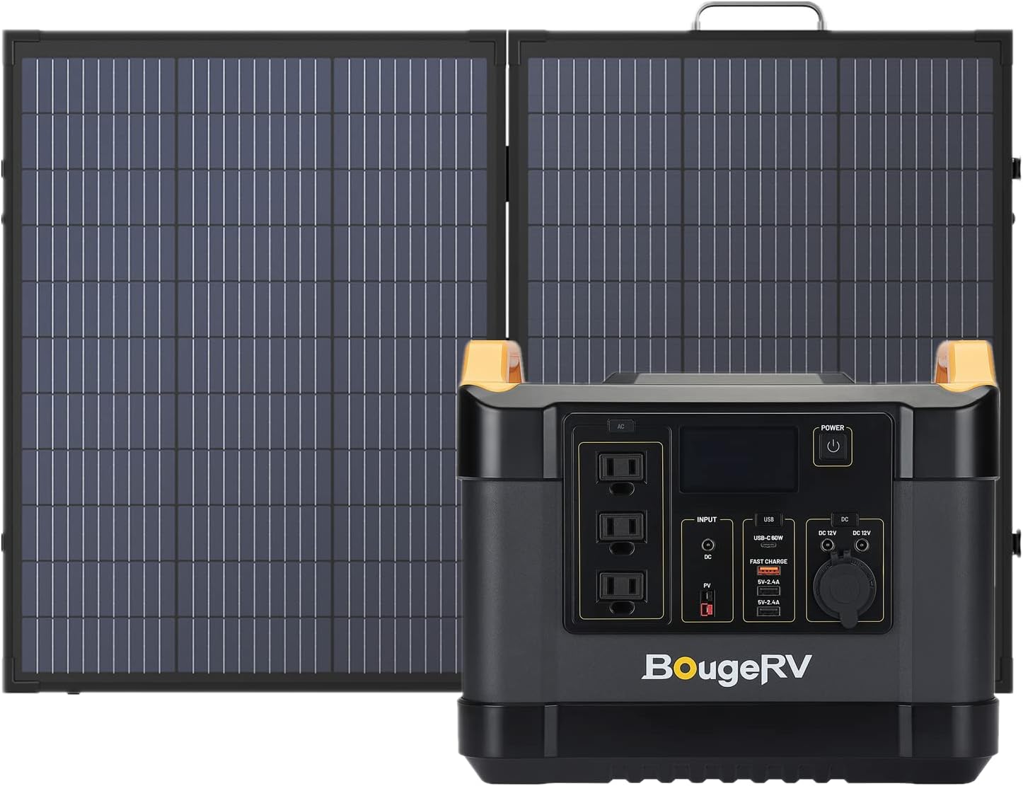 BougeRV Portable Power Station 1200W: 1100Wh Solar Generator, Lithium Battery Backup Power Supply, 3x110V/1200W Pure Sine Wave AC Outlet for Outdoor