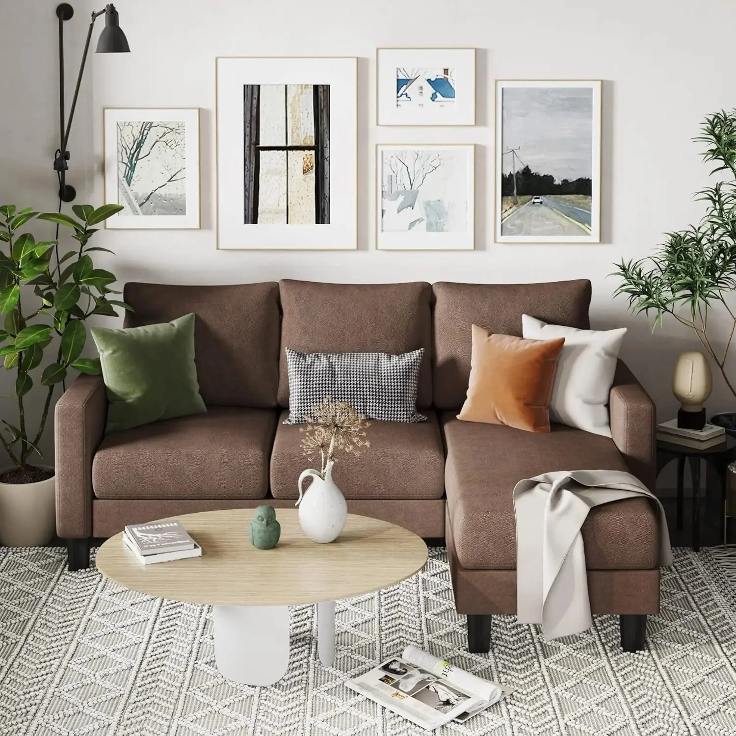 Convertible Sectional 3 L-Shaped Couch Soft Seat Space-Saving Sofas  living room furniture  luxury modern sofa  minimalist sofa