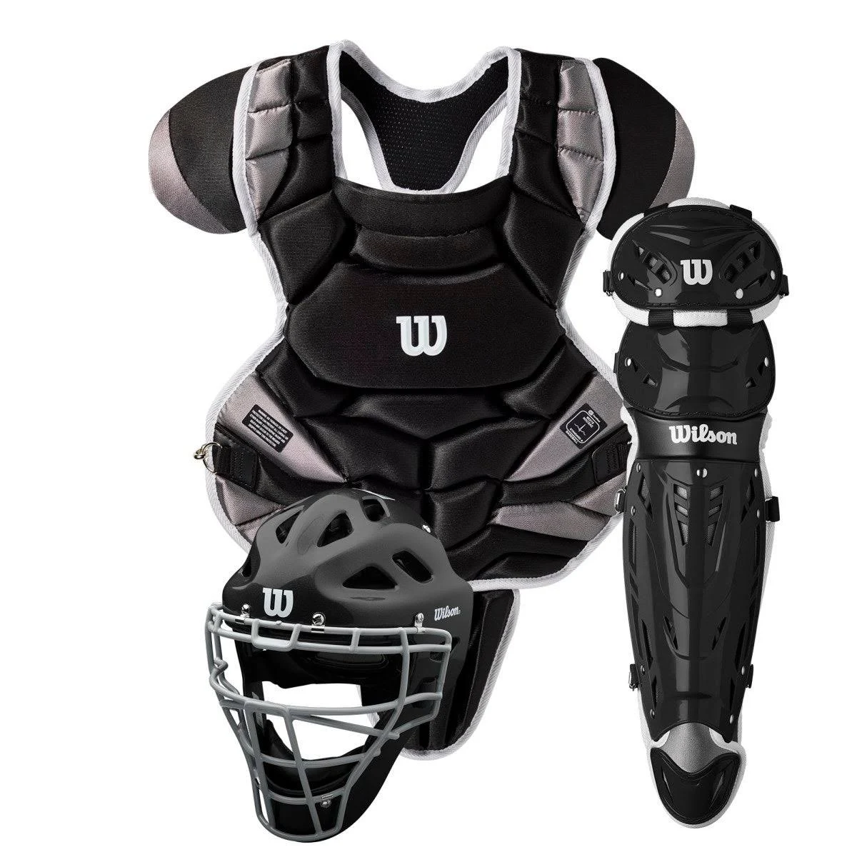 Wilson C1K NOCSAE Catcher&s Gear Set-Black-Intermediate