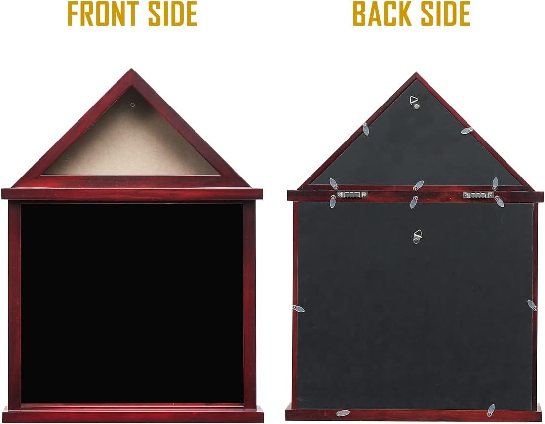 Flag Display Case for Folded Americian Flag with Certificate & Document Holder Display Frame Military Shadow Box for Army Navy Air Force Veterans