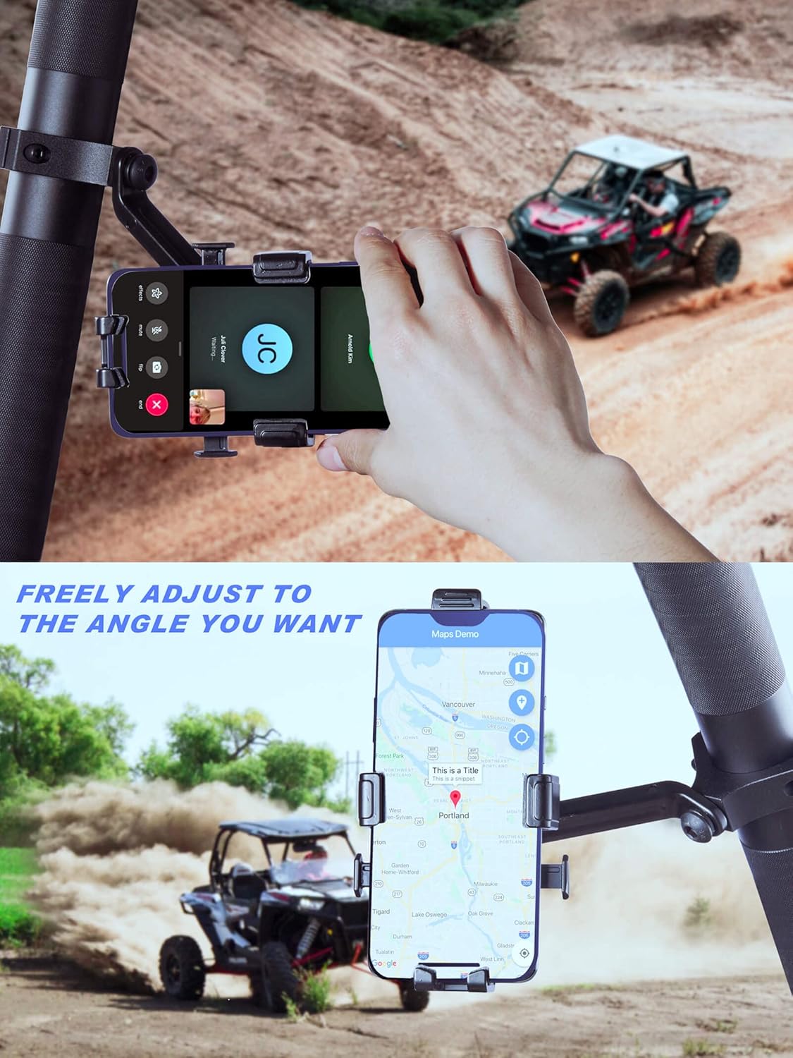 ZIDIYORUO UTV Phone Mount, Aluminium&nbsp;Alloy&nbsp;Cell Phone Holder for UTV/ATV/SXS, Compatible with 1.75"-2" Roll Bar Roll Cage