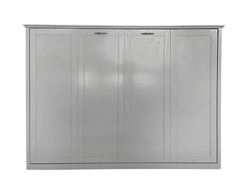 DNYN Queen Size Murphy Bed with Storage Drawer(Large) & Charging Station for Bedroom,Convertible Pinewood Wall Bedframe w/Stylish Cabinet Design