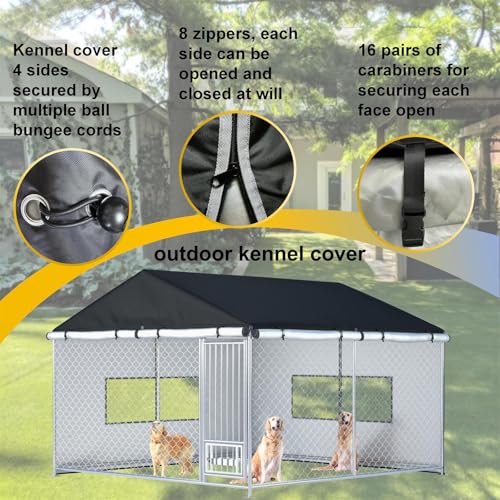 Outdoor Dog Kennel Cover Large Outdoor Heavy Duty Dog Kennel Mesh Large Cage Cover Waterproof and Dustproof 10ft X 10ft X 7ft (Cover Only Without