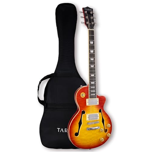 TARIO Electric Guitar cherryburst semi hollowbody quilted maple top Okoume Body Maple Neck with Bag