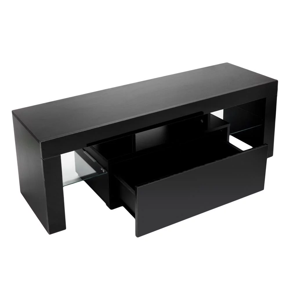 Ktaxon Modern TV Stand Media Console Cabinet LED Shelves with 1 Drawers for Living Room Storage up to 52" Television Stand,Particle Board,Black