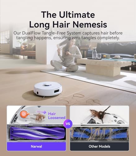 NARWAL Freo Pro Robot Vacuum and Mop Combo, Tangle Free Robot Mop, 8500Pa Powerful Suction, Self-Emptying, Auto Mop Washing, Auto Drying