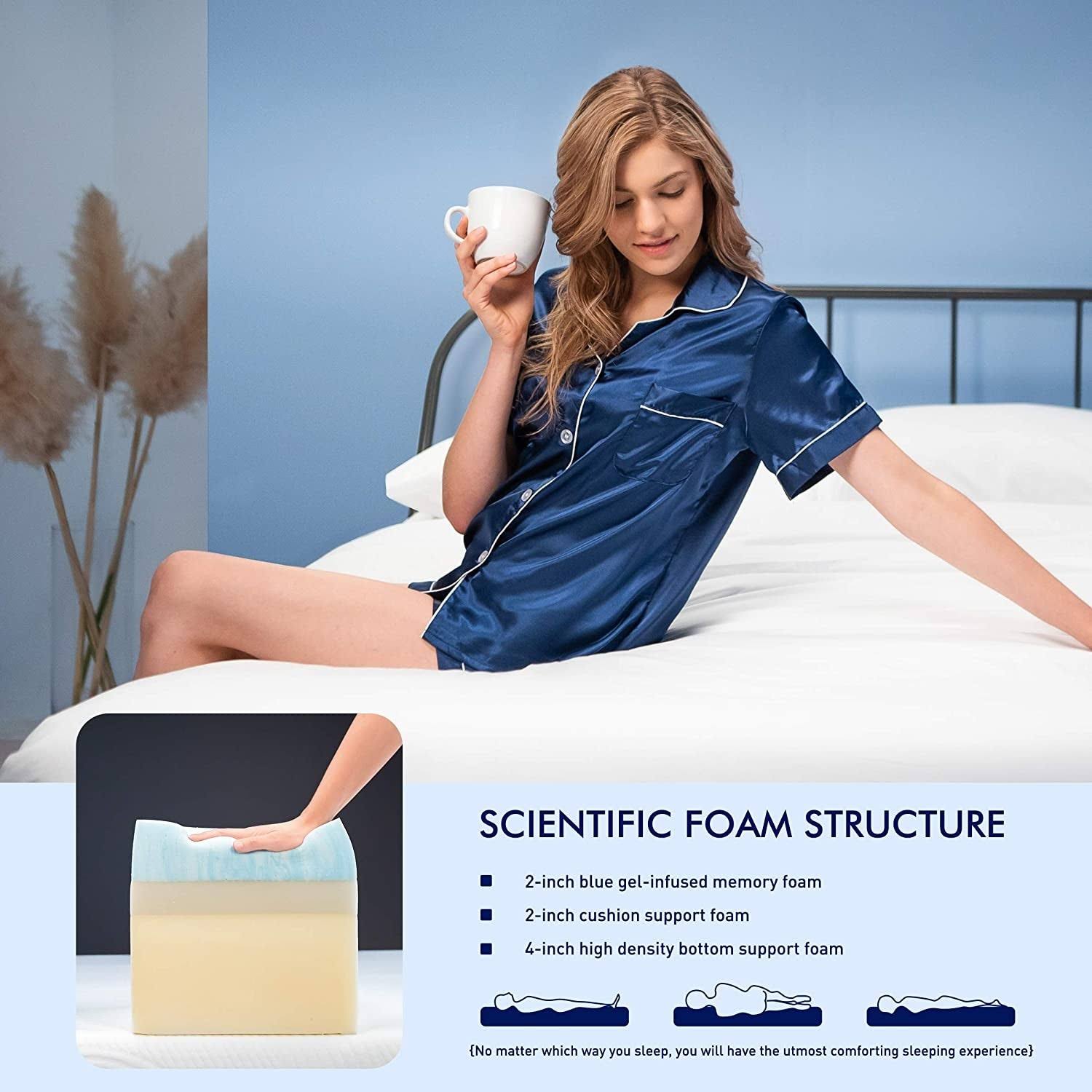 Subrtex 8 inch Gel-Infused Memory Foam Bed Mattress with Cover - Twin