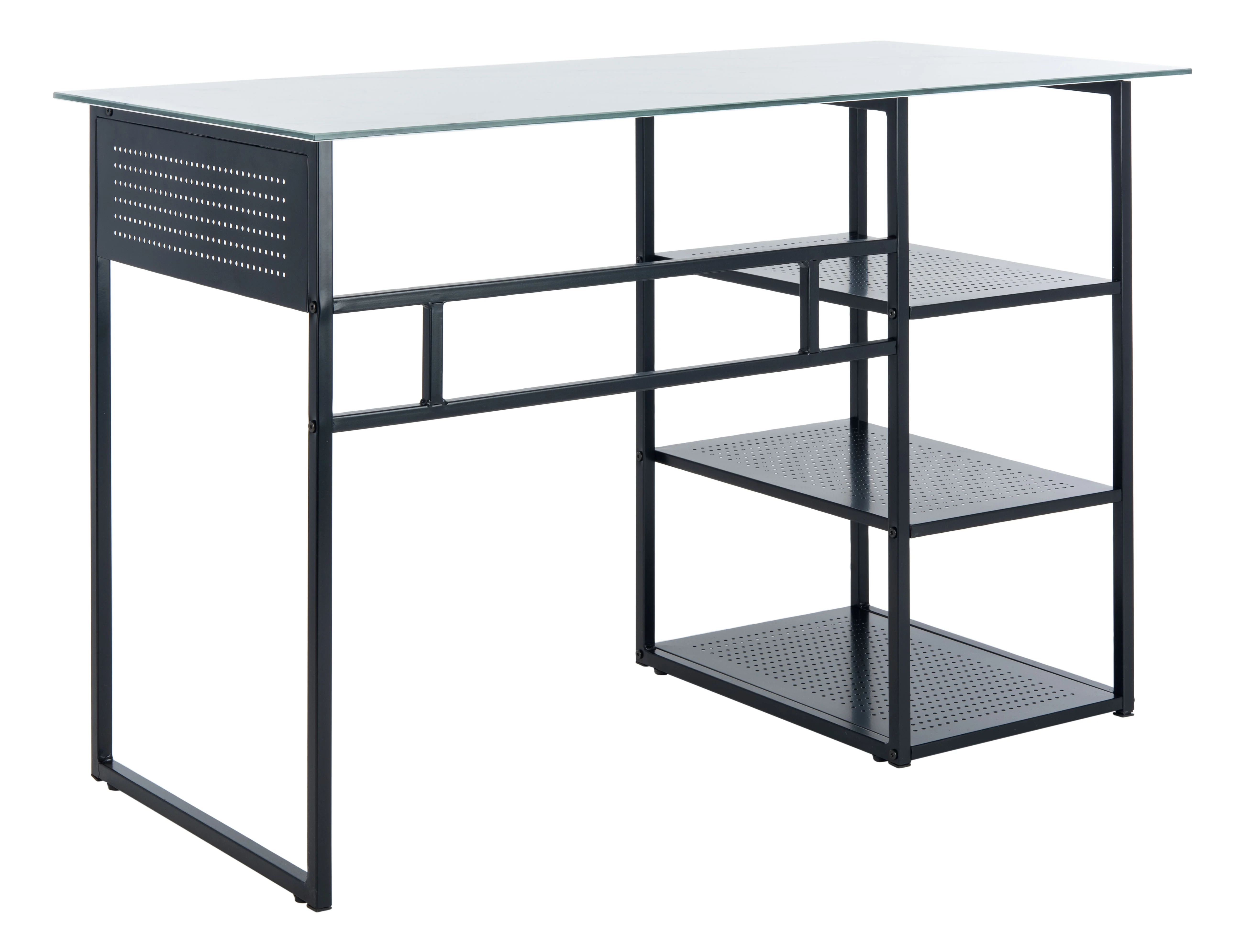 SAFAVIEH xyla White Marble Glass/Black Writing Desk (47.2 in. W x 21.7 in. D x 29.5 in. H)