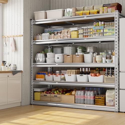 REIBII 48" W Garage Shelving Heavy Duty 3020LBS Storage Shelves 5 Tier Heavy Duty Shelving Adjustable Garage Shelves for Basement, Warehouse